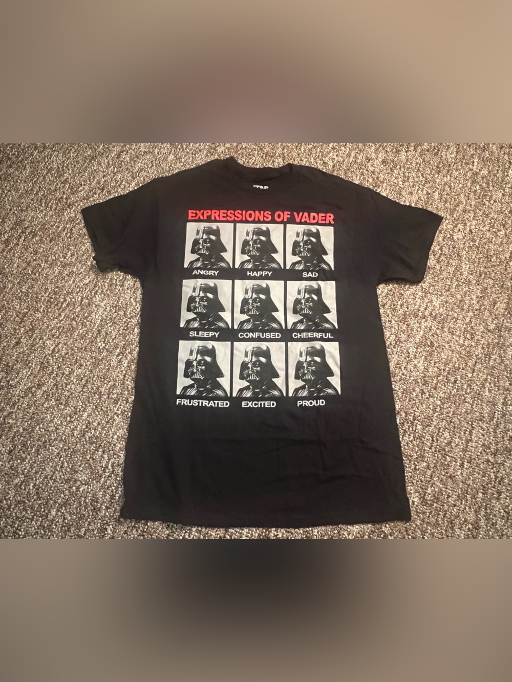 Stars Wars Men’s Darth Vader Expressions Black Short Sleeve T-Shirt Size M NWOT